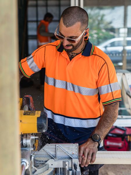 Bisley BK1219T Taped Two Tone Hi-vis Polyester Mesh S/s Polo Shirt