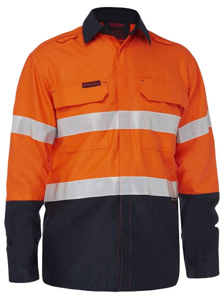 Bisley BS8438T Apex 185 Taped Hi-vis Fr Ripstop Vented Shirt