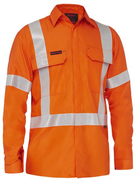 Bisley BS8439XT Apex 185 X Taped Biomotion Hi-vis Fr Ripstop Vented Shirt-Orange