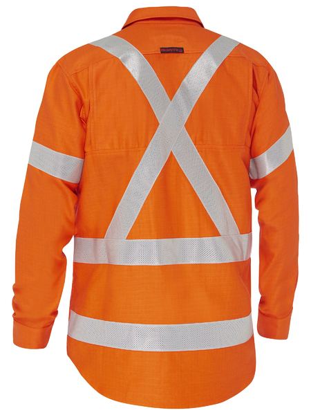 Bisley BS8439XT Apex 185 X Taped Biomotion Hi-vis Fr Ripstop Vented Shirt-Orange