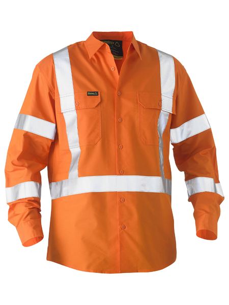 Bisley BS6266XT X Taped Hi-vis Recycled Drill Shirt-Orange