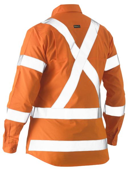 Bisley BL6266XT Women’s X Taped Hi-vis Recycled Drill Shirt-Orange