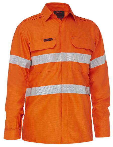 Bisley BS8339T Apex 160 Taped Hi-vis Fr Ripstop Vented Shirt-Orange