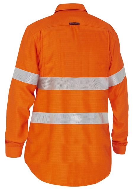 Bisley BL8339T Apex 160 Women's Taped Hi-vis Fr Ripstop Vented Shirt-Orange