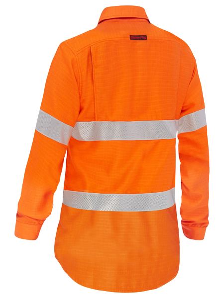 Bisley BL8439T Apex 185 Women's Taped Hi-vis Ripstop Fr Vented Shirt-Orange