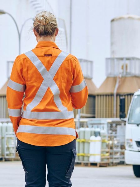 Bisley BL8439XT Apex 185 Women’s X Taped Hi-vis Ripstop Fr Vented Shirt-Orange