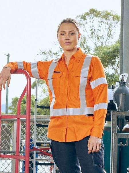 Bisley BL8439XT Apex 185 Women’s X Taped Hi-vis Ripstop Fr Vented Shirt-Orange