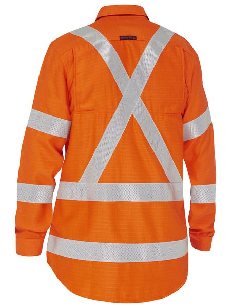 Bisley BL8439XT Apex 185 Women’s X Taped Hi-vis Ripstop Fr Vented Shirt-Orange