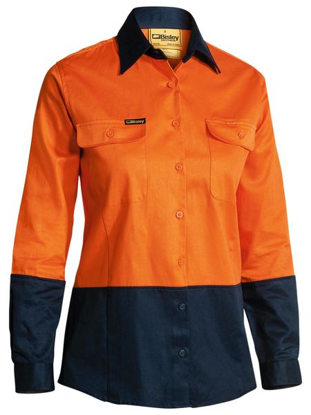 Bisley Womens Two Tone Hi-Vis Drill L/S Shirt