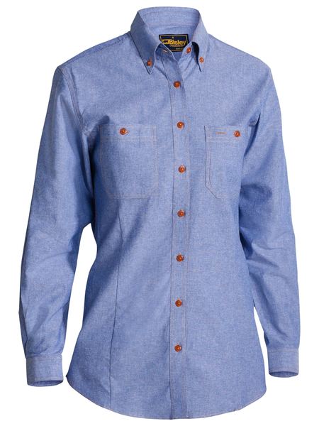 Bisley B76407L Women's Chambray L/s Shirt-Blue