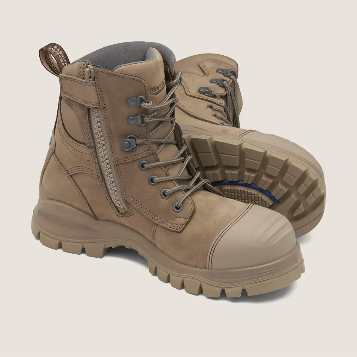 BLUNDSTONE 984 ZIP SIDE SAFETY BOOT-STONE