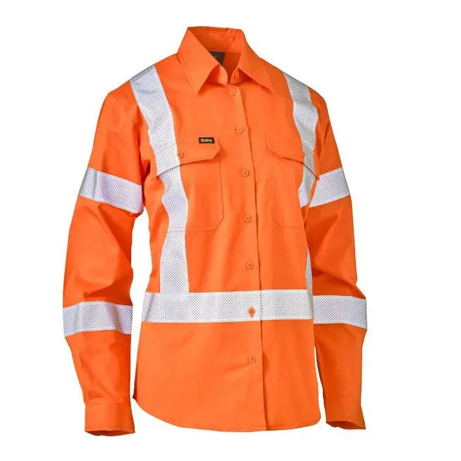 Bisley Bl6166XT Women's Taped X Back Cool Lightweight Hi-vis Drill Rail Shirt