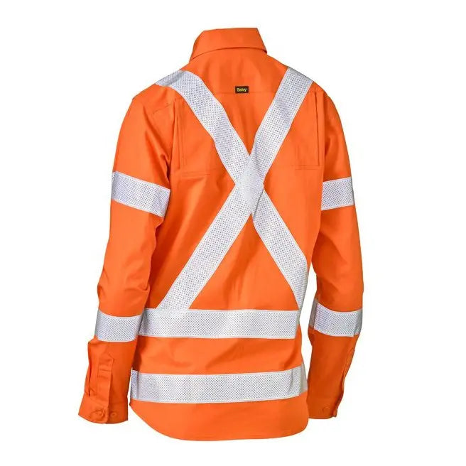 Bisley Bl6166XT Women's Taped X Back Cool Lightweight Hi-vis Drill Rail Shirt
