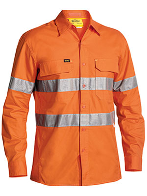Bisley BS6416T 3m Taped Hi-vis X Airflow™ Ripstop L/s Shirt-Orange