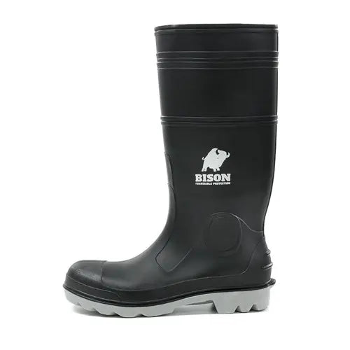 Bison INCAGSBKGY Gumboot PVC Safety-Black/Grey