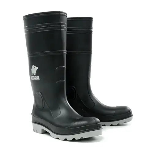 Bison INCAGSBKGY Gumboot PVC Safety-Black/Grey