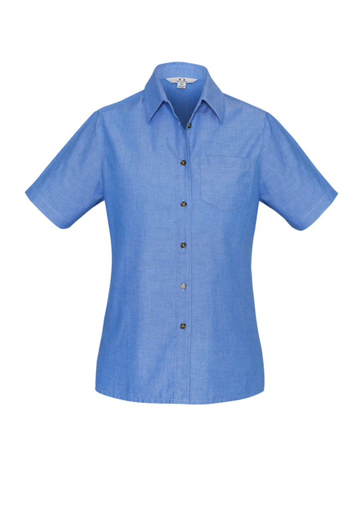 Biz Collection LB6200 Ladies Wrinkle Free Chambray Short Sleeve Shirt Chambray Blue