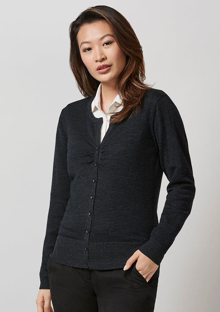 Biz Collection LC131LL Ladies Origin Merino Cardigan Black/Charcoal