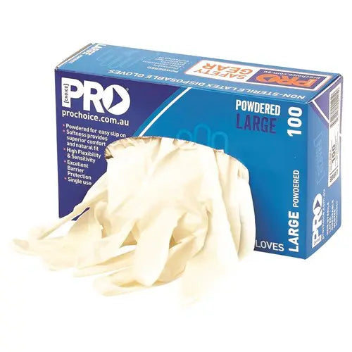 Pro Choice MDL Disposable Latex Powdered Gloves – Box Of 100