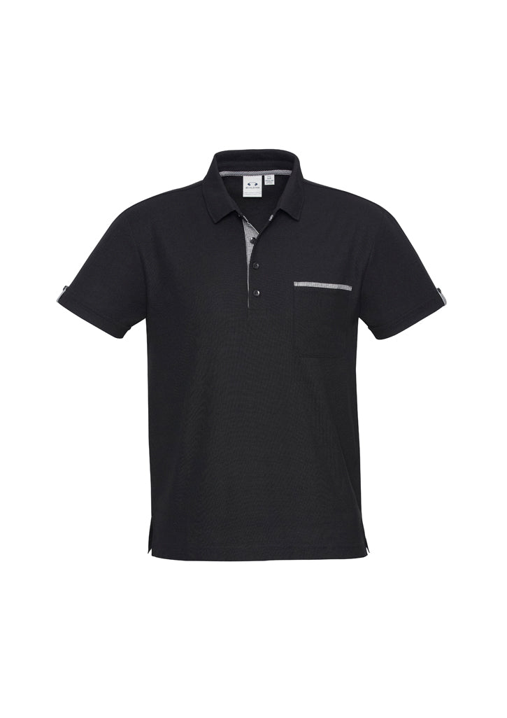 Biz Collection P305MS Men's Edge Polo Black/Check
