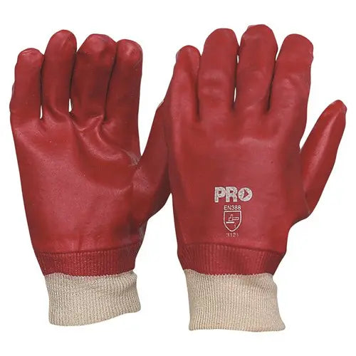 Pro Choice PVC27KW 27cm Red PVC / Knit Wrist Gloves Large 12 Pairs