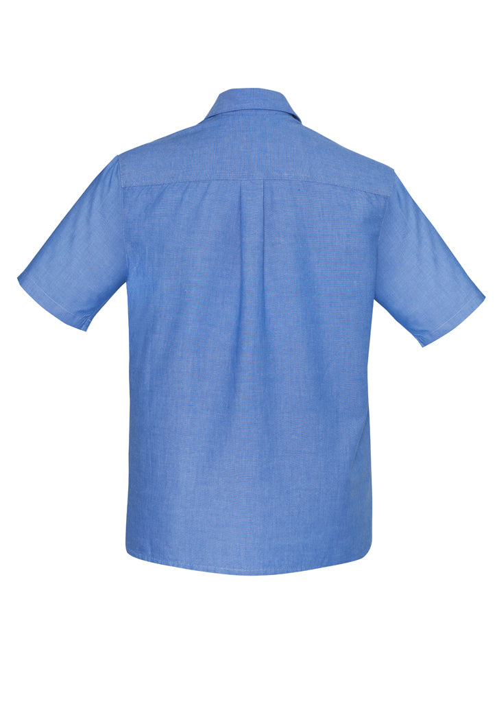 Biz Collection SH113 Men's Wrinkle Free Chambray Short Sleeve Shirt Chambray Blue