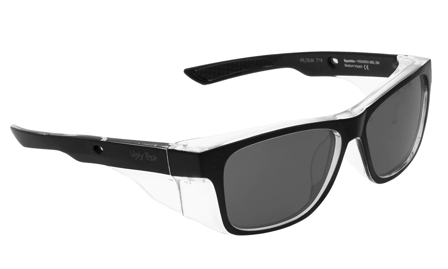 Ugly Fish RS545RX MBL.SM Sparkie Safety Sunglasses- Matt Black Frame/Smoke Lens