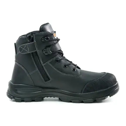 Bison TORBK Lace Up With Zip Safety Boots-Black