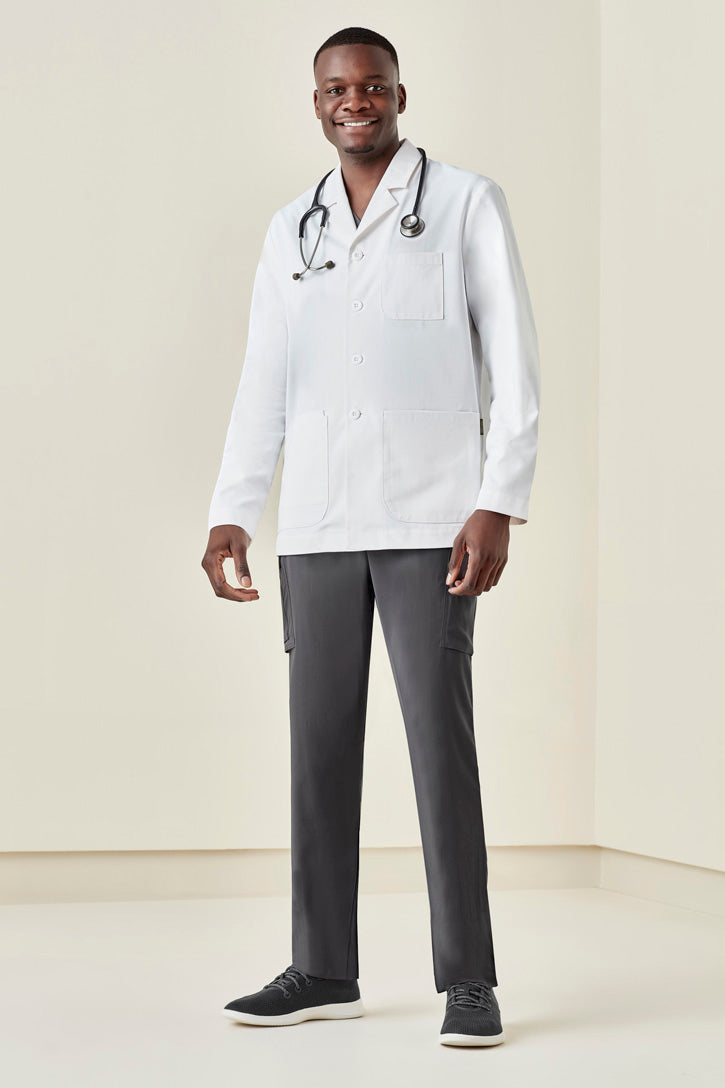 Biz care CC144MC Hope Men's Cropped Lab Coat-White