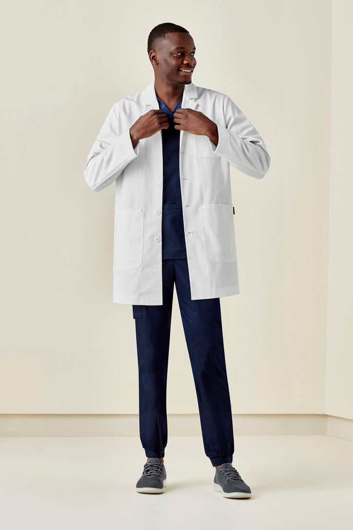 Biz care CC144ML Hope Men's Long Line Lab Coat-White