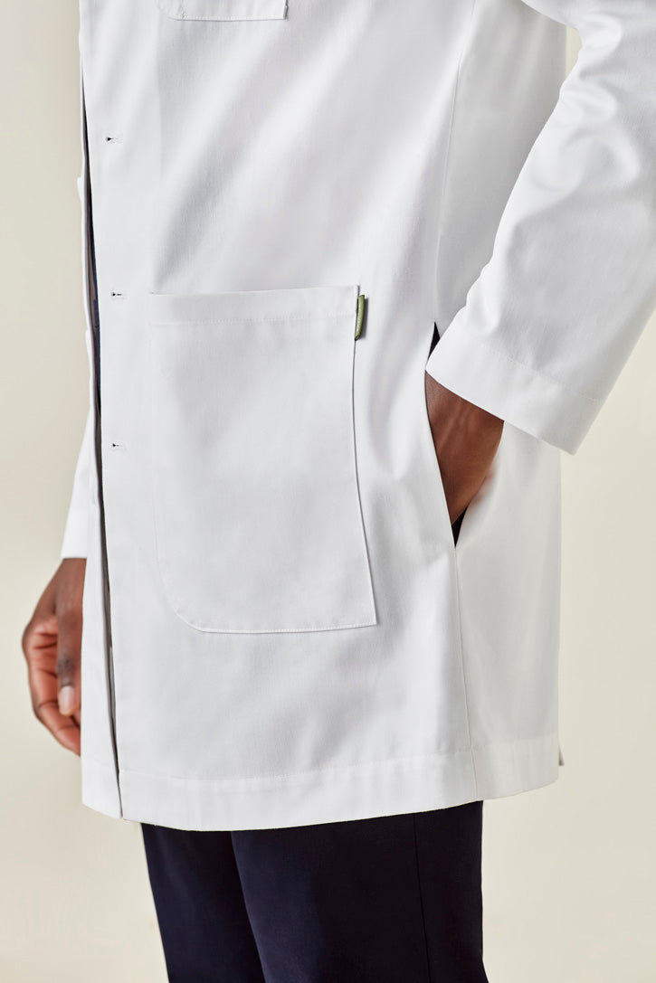 Biz care CC144ML Hope Men's Long Line Lab Coat-White