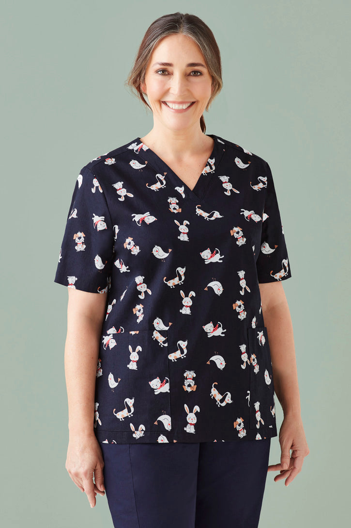 Biz care CST147LS Best Friends Women's Scrub Top-Navy