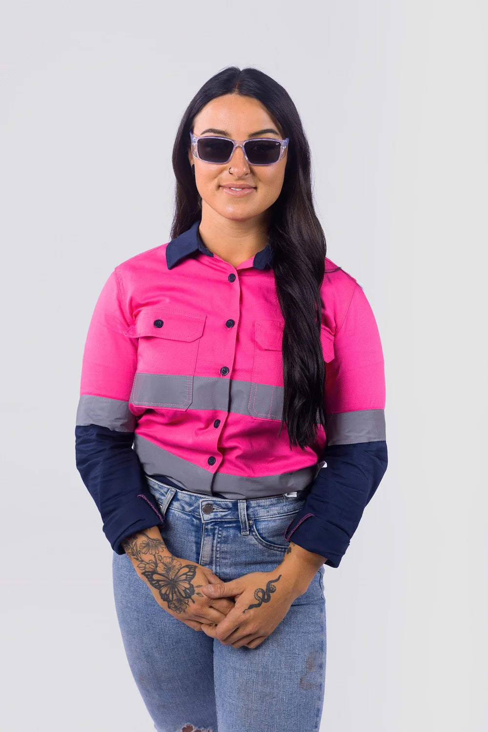 Ugly Fish RS242S P.SM Twister S - Ladies Smaller Fit Safety Sunglasses- Pink Frame/Smoke Lens