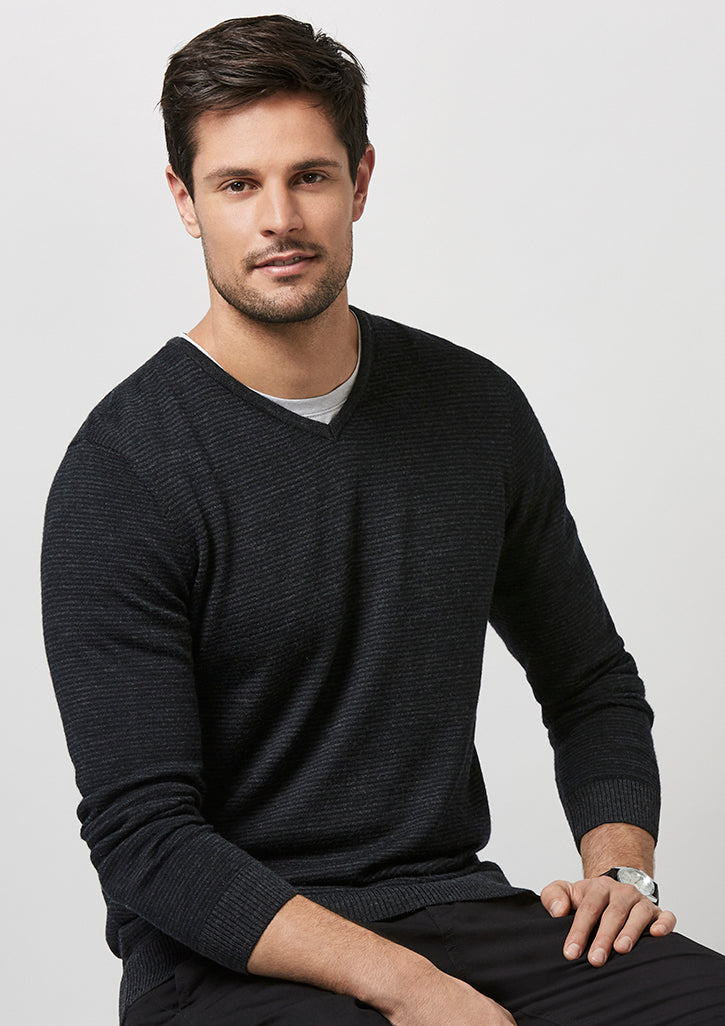 Biz Collection WP131ML Men's Origin Merino Pullover Black/Charcoal
