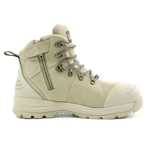 Bison XTLZST Ankle Lace Up With Zip Safety Boots-Stone