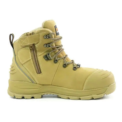 Bison XTLZWHE Ankle Lace Up With Zip Safety Boots-Wheat