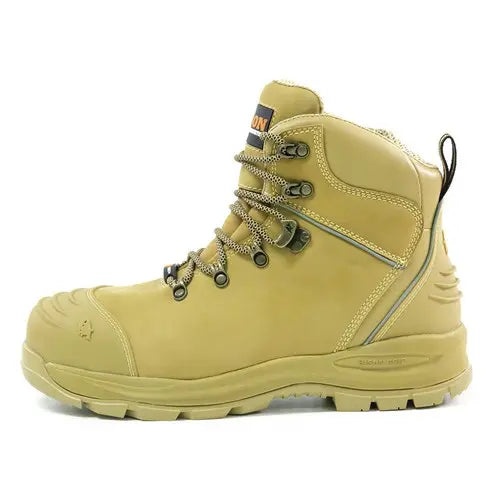 Bison XTLZWHE Ankle Lace Up With Zip Safety Boots-Wheat
