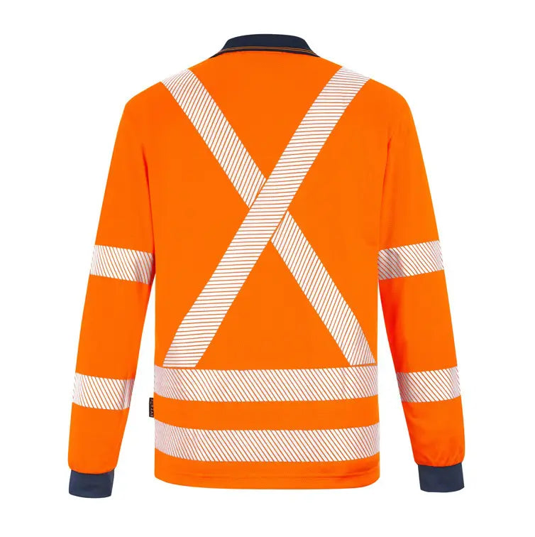 Syzmik ZH690 Unisex Hi-vis Segmented X-back NSW Rail Polo-Orange