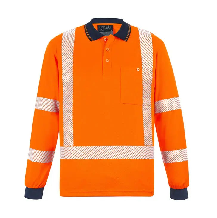 Syzmik ZH690 Unisex Hi-vis Segmented X-back NSW Rail Polo-Orange