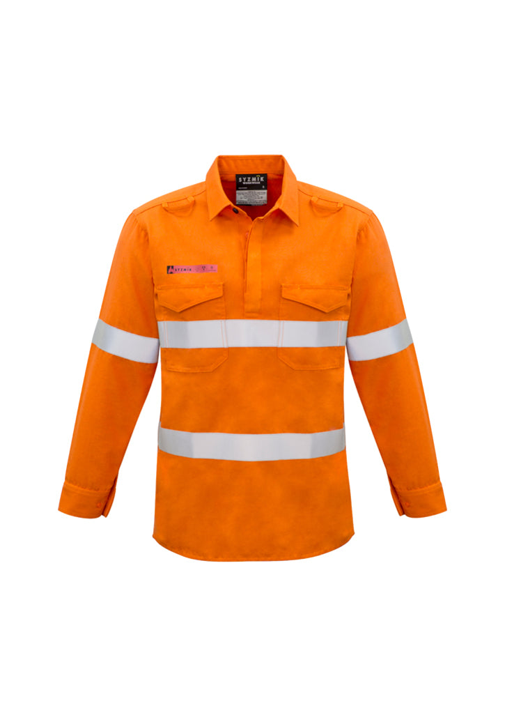 Syzmik ZW134 Men's FR Closed Front Hooped Taped Shirt Orange