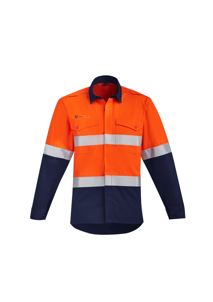 Syzmik ZW140 Men's Orange Flame HRC 2 Hoop Taped Open Front Spliced Shirt