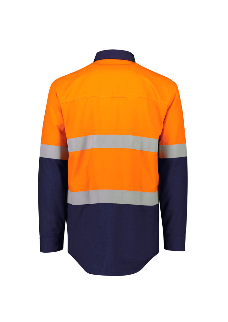 Syzmik ZW180 Men's Orange Flame Lightweight Ripstop Spliced Shirt - Hoop Taped