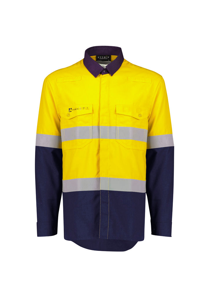 Syzmik ZW180 Men's Orange Flame Lightweight Ripstop Spliced Shirt - Hoop Taped