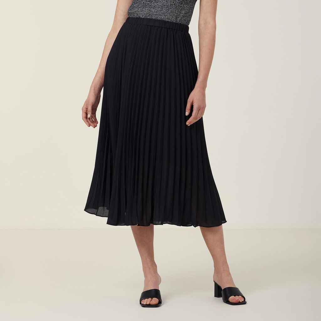 NNT CAT2R2 Georgie Midi Pleated Skirt Black