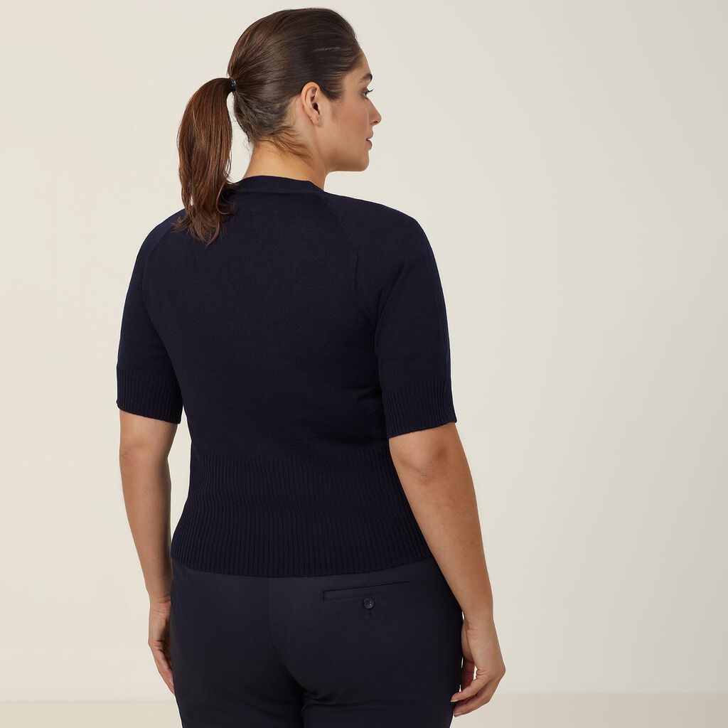 NNT CAT5BJ Short Sleeve Rib Cardigan Dark Navy