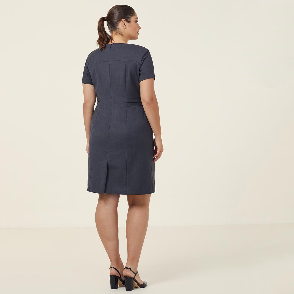 NNT CAT6BE Short Sleeve Detail Dress Charcoal/Black
