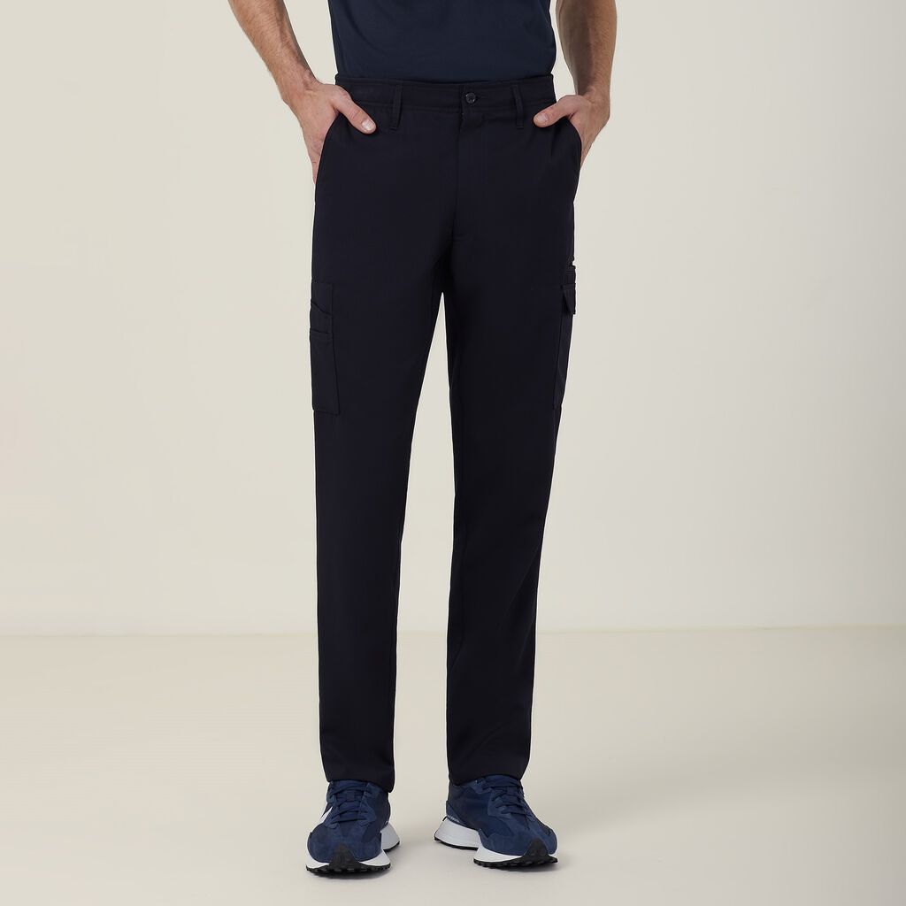 NNT CATCKH Poly Viscose Gaberdine Flex Waist Slim Leg Men's Cargo Pant Ink Navy