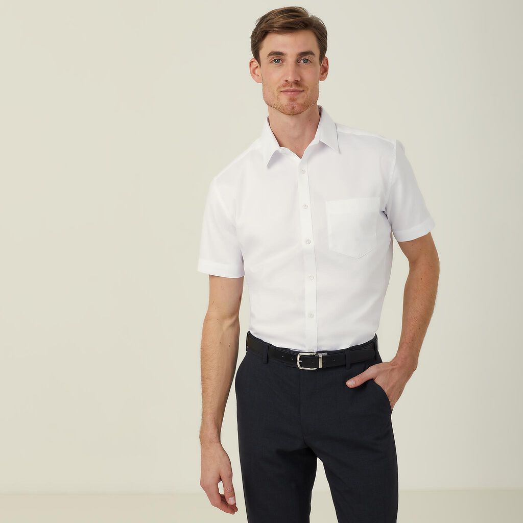 NNT CATJCA Stretch Twill Short Sleeve Shirt White