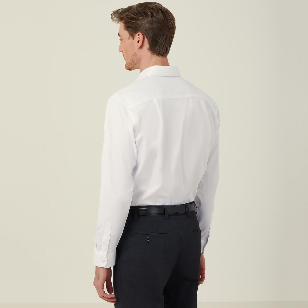 NNT CATJCB Stretch Textured Twill Long Sleeve Shirt-White