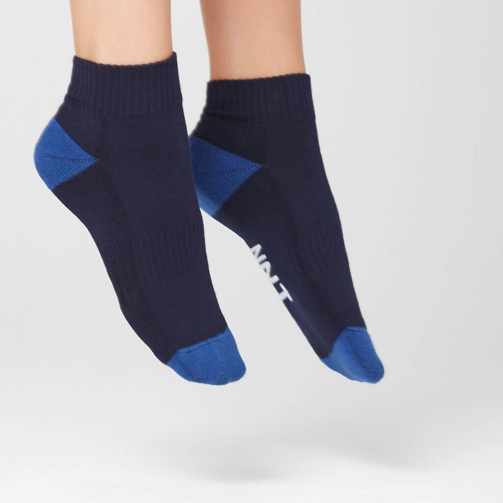 NNT CATKDN Bamboo Sports Sock Ankle Length Contrast Heel Midnight/Cobalt